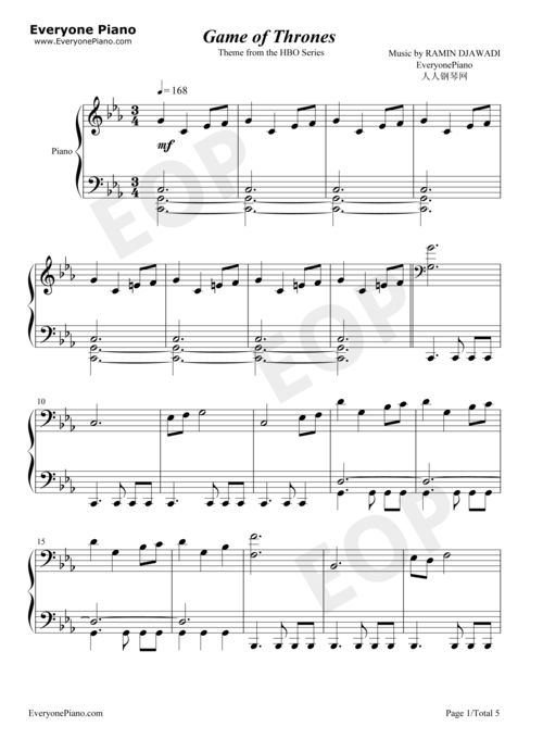 权力的游戏主题曲钢琴谱,重温史诗般的旋律与情感